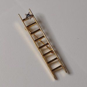 Little Gold Tone Ladder With Star Brooch